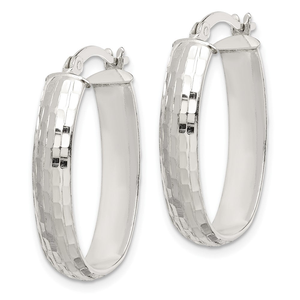 Sterling Silver Textured Hoop Earrings