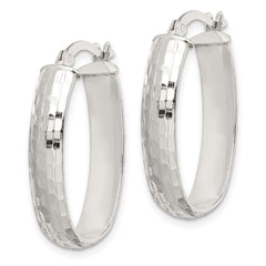 Sterling Silver Textured Hoop Earrings