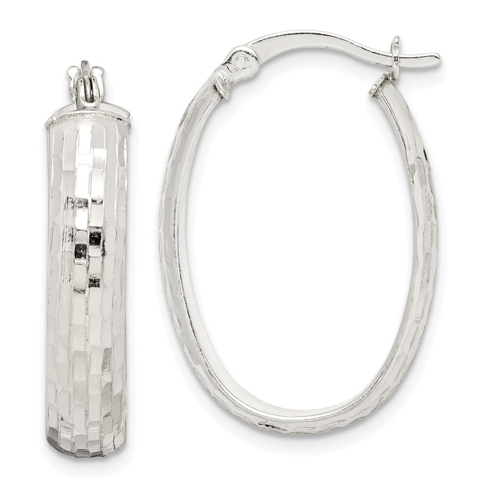 Sterling Silver Textured Hoop Earrings