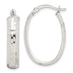 Sterling Silver Textured Hoop Earrings