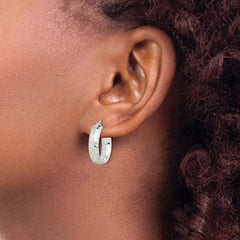 Sterling Silver Textured Hoop Earrings