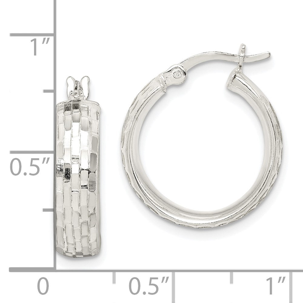 Sterling Silver Textured Hoop Earrings