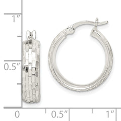 Sterling Silver Textured Hoop Earrings