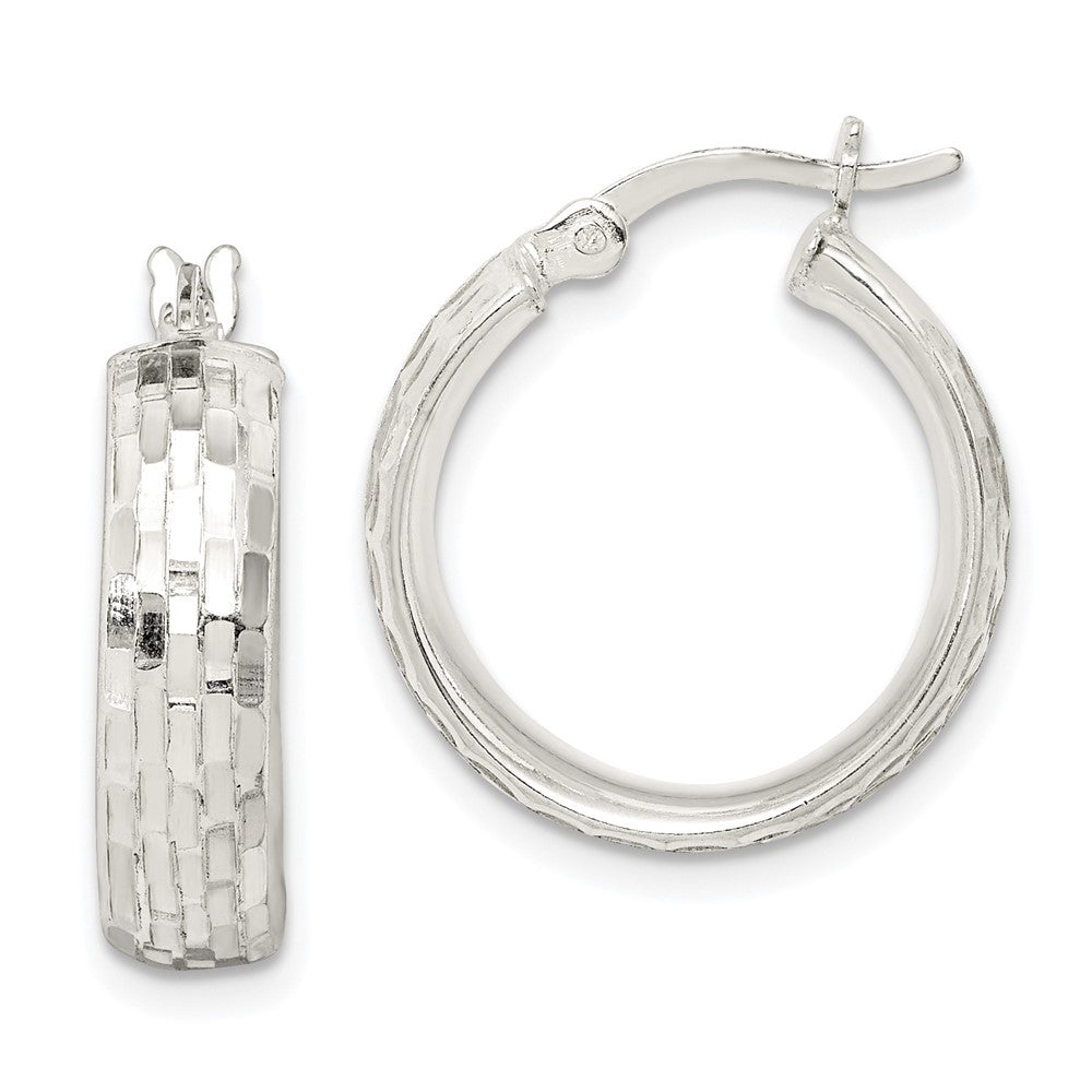 Sterling Silver Textured Hoop Earrings