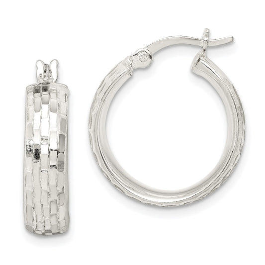 Sterling Silver Textured Hoop Earrings