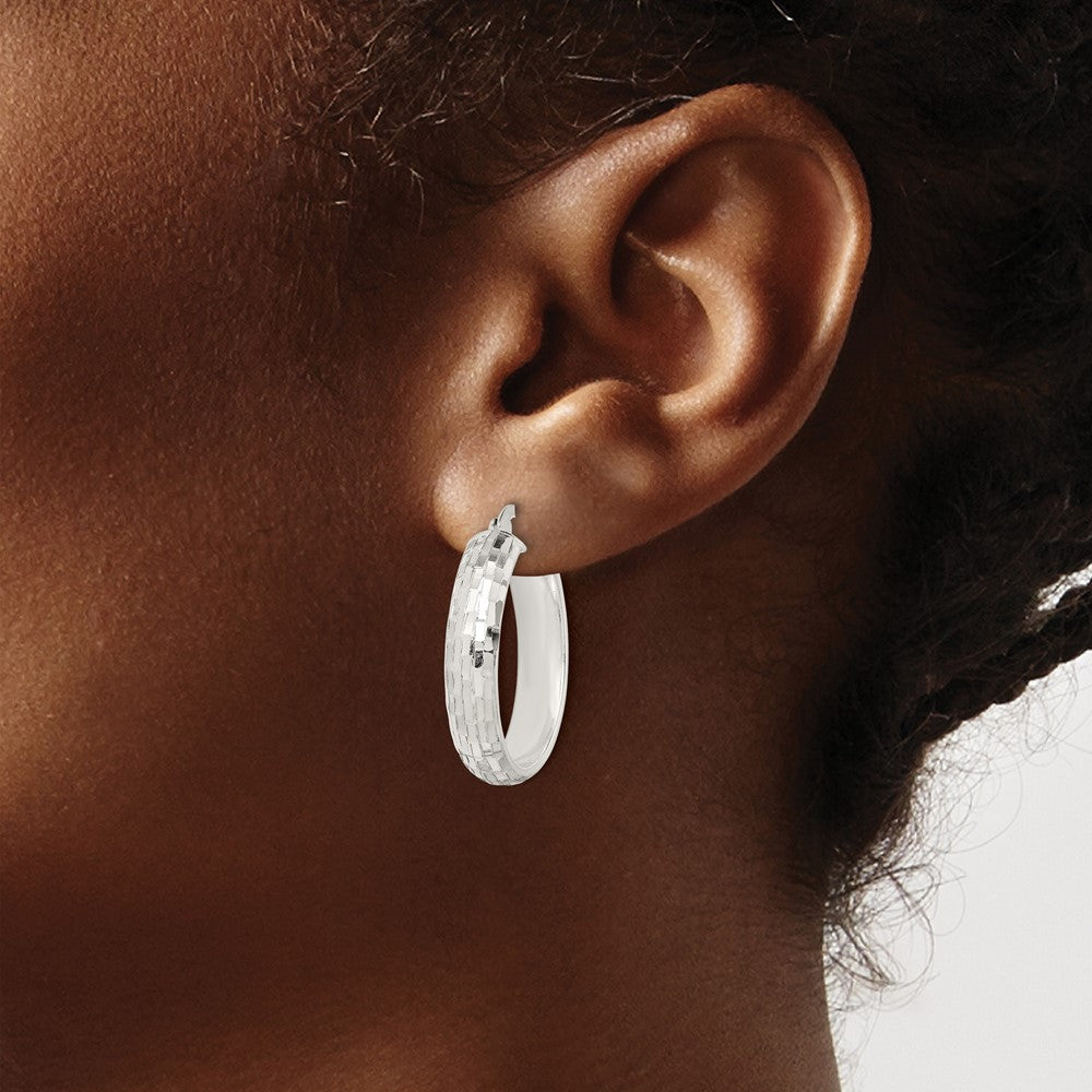 Sterling Silver Textured Hoop Earrings