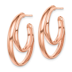 Rose Gold-plated Sterling Silver 28x3.5 Hoop Post Earrings