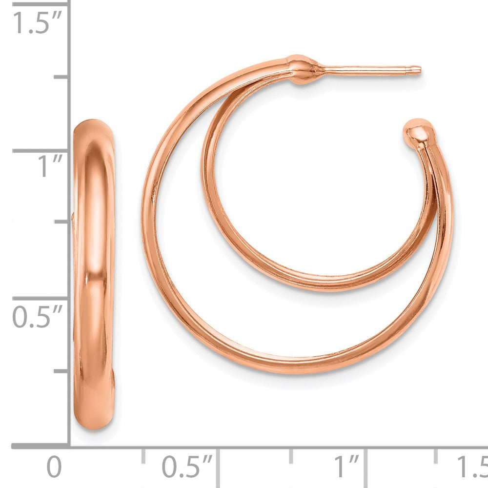 Rose Gold-plated Sterling Silver 28x3.5 Hoop Post Earrings