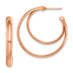 Rose Gold-plated Sterling Silver 28x3.5 Hoop Post Earrings
