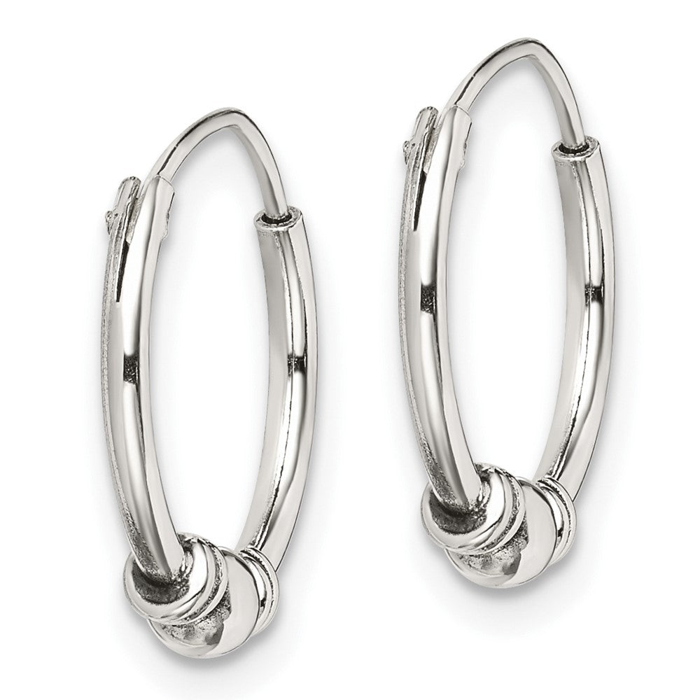 Sterling Silver Antiqued Beaded Endless Hoop Earrings