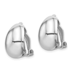 Rhodium-plated Sterling Silver Polished Oval Clip On Earrings