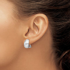 Rhodium-plated Sterling Silver Polished Oval Clip On Earrings