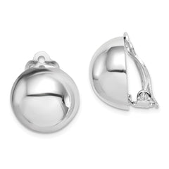 Rhodium-plated Sterling Silver Polished Circle Clip On Earrings