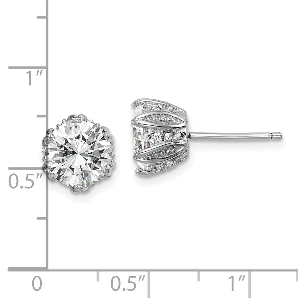Rhodium-plated Sterling Silver CZ Stud Earrings