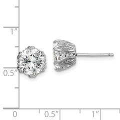 Rhodium-plated Sterling Silver CZ Stud Earrings