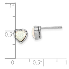 Rhodium-plated Sterling Silver Lab Created Opal Post Earrings