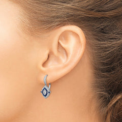 Rhodium-plated Sterling Silver CZ and Synthetic Blue Spinel Earrings
