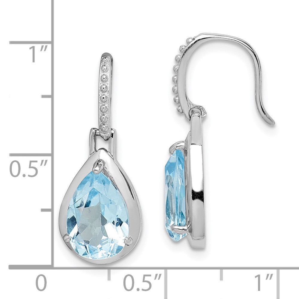 Rhodium-plated Sterling Silver Blue Topaz Teardrop Dangle Earrings