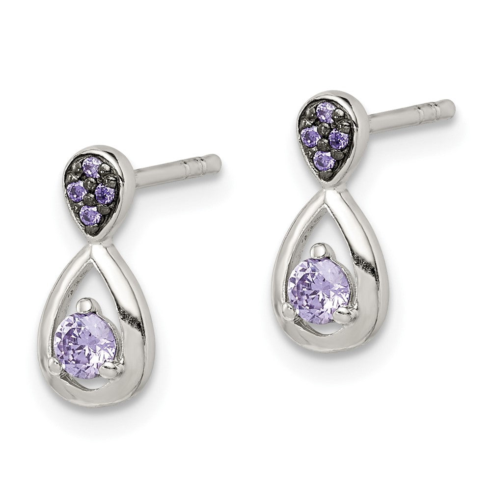 Sterling Silver Purple CZ Post Earrings