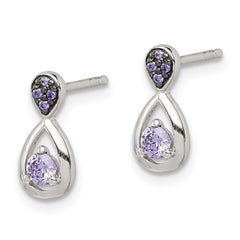 Sterling Silver Purple CZ Post Earrings