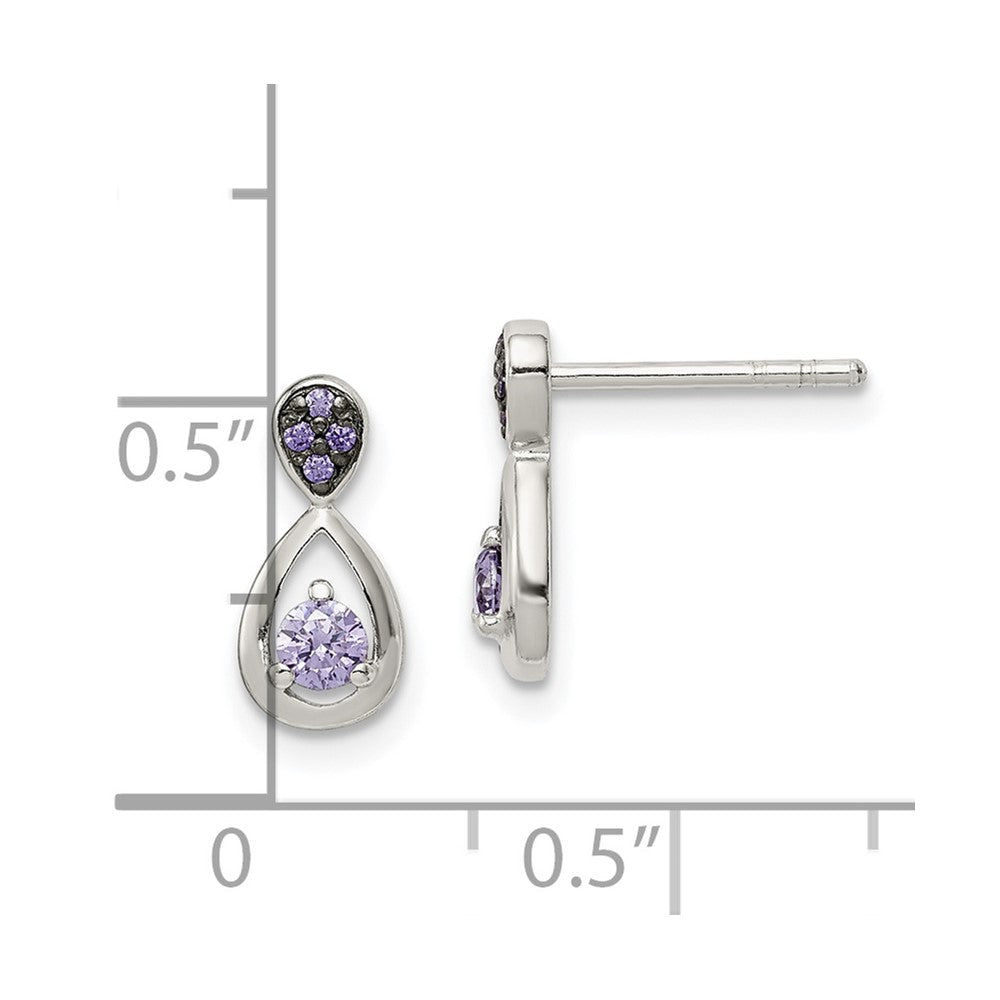Sterling Silver Purple CZ Post Earrings