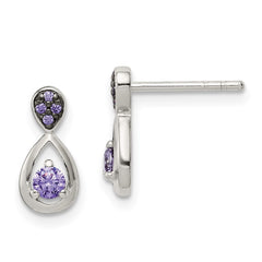 Sterling Silver Purple CZ Post Earrings