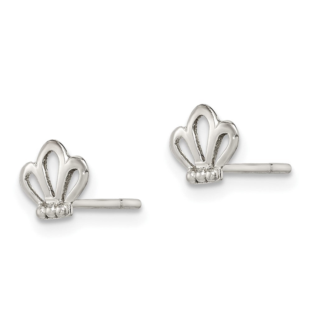 Sterling Silver Polished Crown Post Earrings