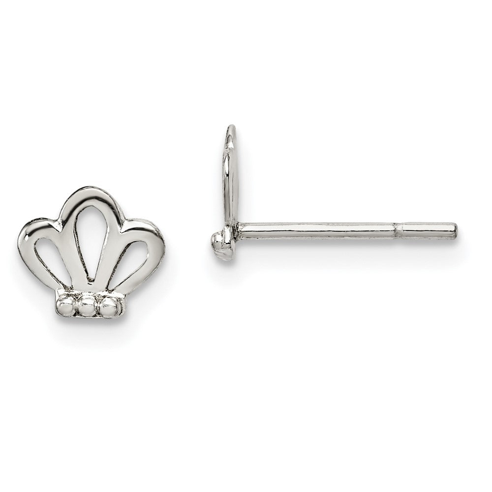 Sterling Silver Polished Crown Post Earrings