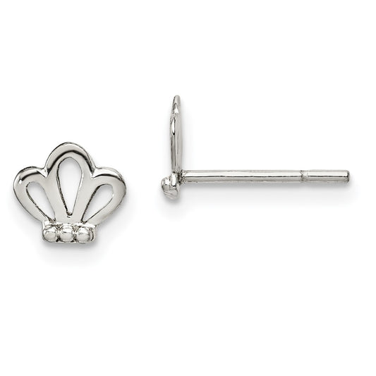 Sterling Silver Polished Crown Post Earrings