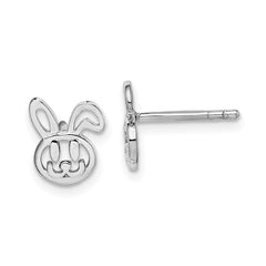 Rhodium-plated Sterling Silver Childs Bunny Post Earrings
