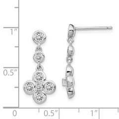 Rhodium-plated Sterling Silver Polished CZ Post Dangle Earrings