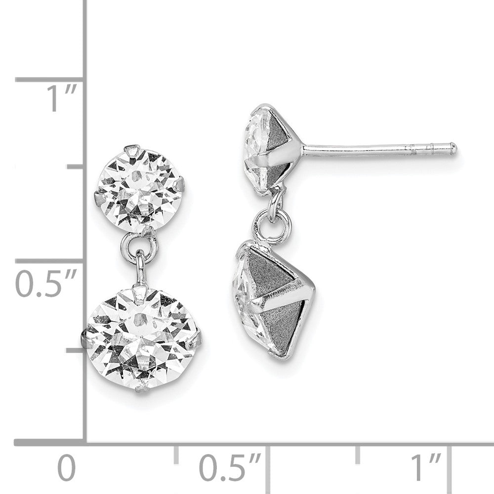 Rhodium-plated Sterling Silver Crystal Dangle Post Earrings