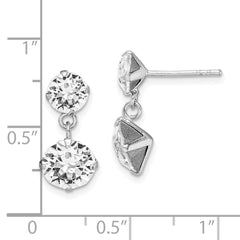 Rhodium-plated Sterling Silver Crystal Dangle Post Earrings