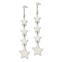 Sterling Silver Polished Mulitple Stars Drop and Dangle Post Earrings