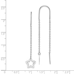 Rhodium-plated Sterling Silver Star Dangle Threader Earrings