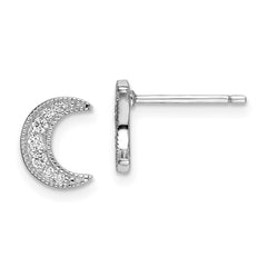 Rhodium-plated Sterling Silver CZ Star and Moon Left Right Earrings