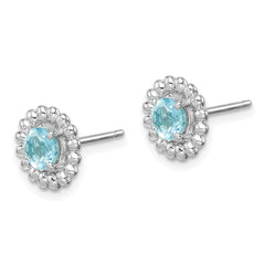 Rhodium-plated Sterling Silver Light Blue Topaz Earrings