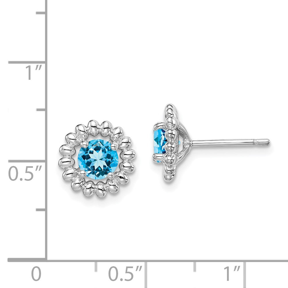 Rhodium-plated Sterling Silver Light Blue Topaz Earrings