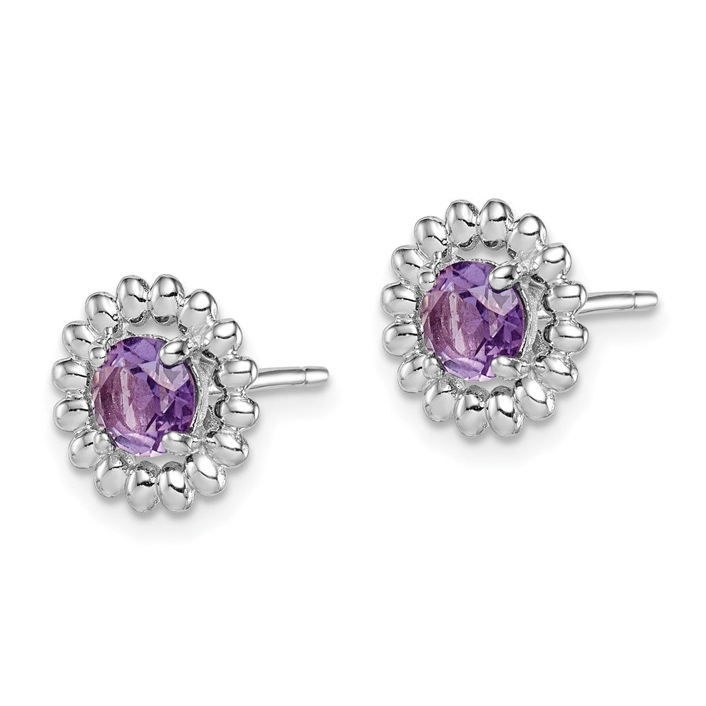 Rhodium-plated Sterling Silver Amethyst Earrings
