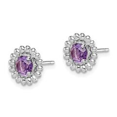 Rhodium-plated Sterling Silver Amethyst Earrings