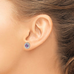 Rhodium-plated Sterling Silver Amethyst Earrings