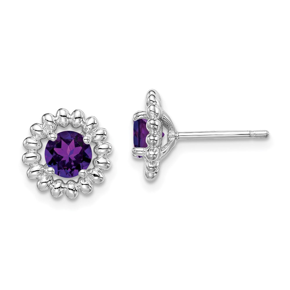 Rhodium-plated Sterling Silver Amethyst Earrings