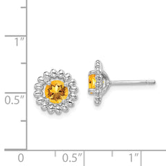 Rhodium-plated Sterling Silver Citrine Earrings