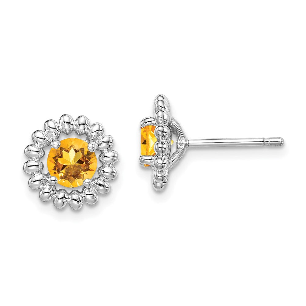 Rhodium-plated Sterling Silver Citrine Earrings
