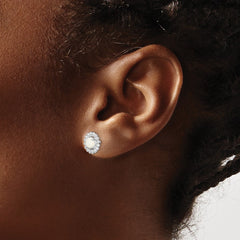 Rhodium-plated Sterling Silver Milky Opal Earrings