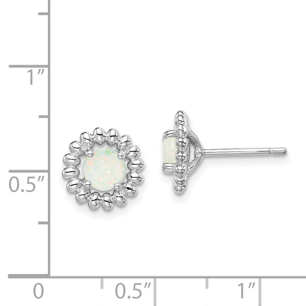 Rhodium-plated Sterling Silver Milky Opal Earrings