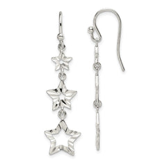 Sterling Silver 3 Star Dangle Earrings