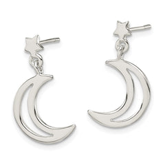 Sterling Silver Star and Moon Dangle Earrings