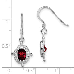Rhodium-plated Sterling Silver Fancy Garnet Earrings