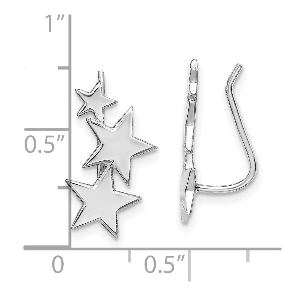 Rhodium-plated Sterling Silver Graduating Stars Climber Earrings